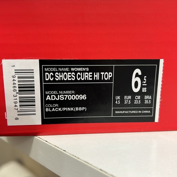 WOMEN’S DC CURE HI TOP SIZE 6.5 - Picture 10 of 10